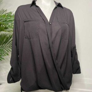 Black semi-sheer blouse